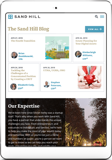 sandhill website on iPad