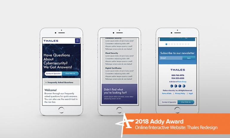 2018 addy award online/interactive website thales redesign