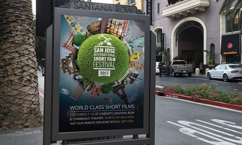 san jose short film festival 2017 large banners in santana row